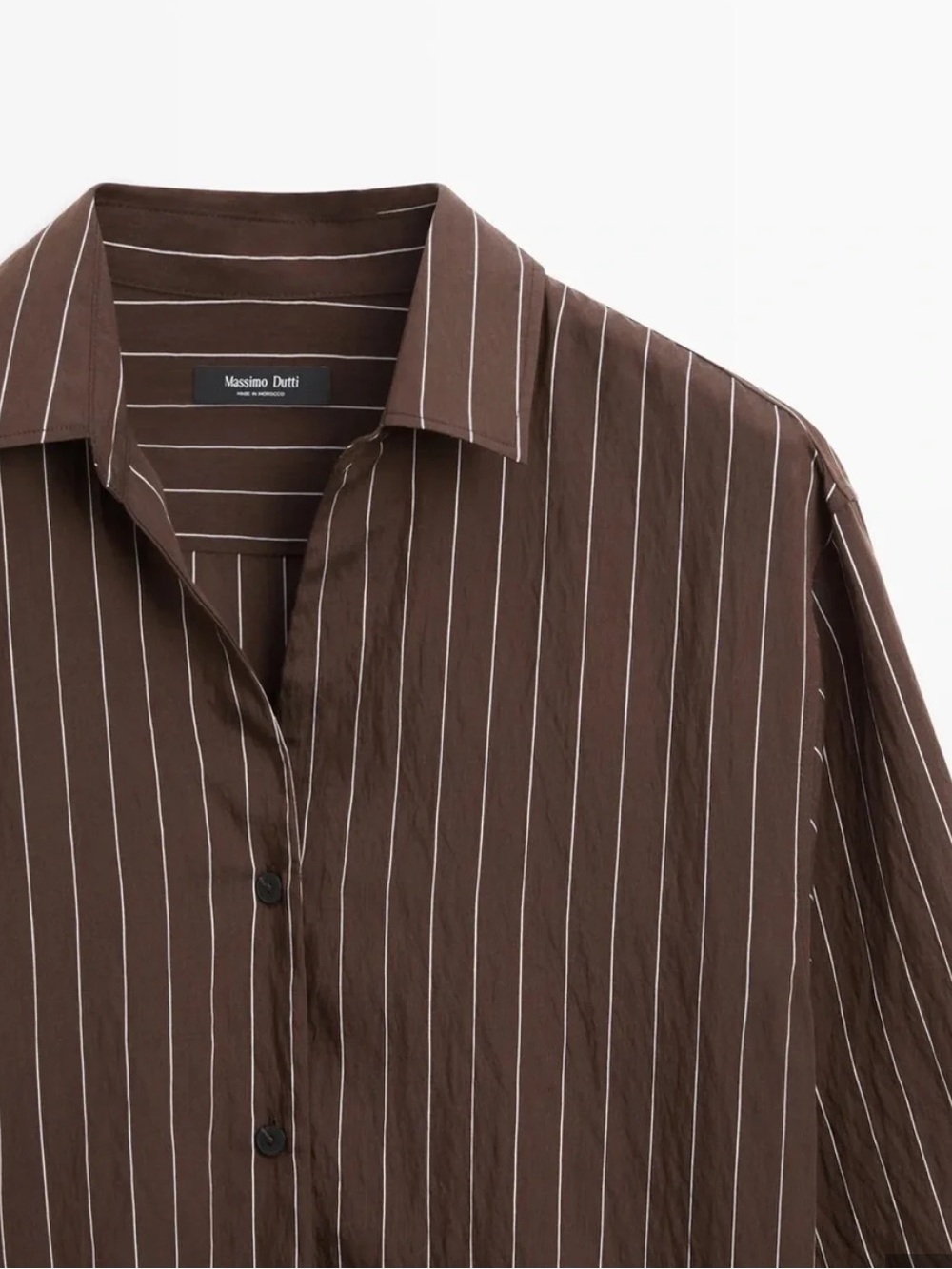 Massimo Dutti NWT Brown Pinstripe Wrap-Accent Shirt Blouse Small 5131/531 - Picture 10 of 10